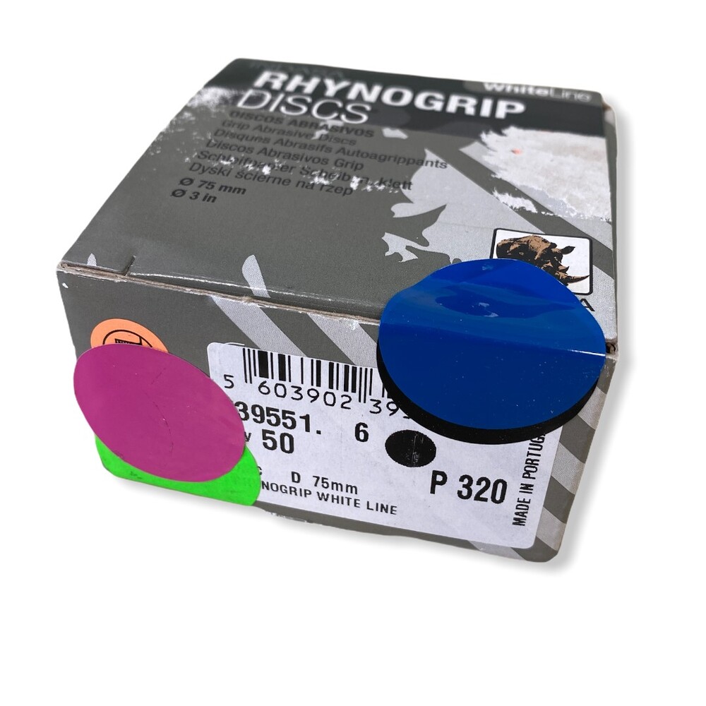 Indasa RHYNOGRIP White Line Schleifpapier Discs Ø75mm 23H Körnung P320 (1Pack=50st)