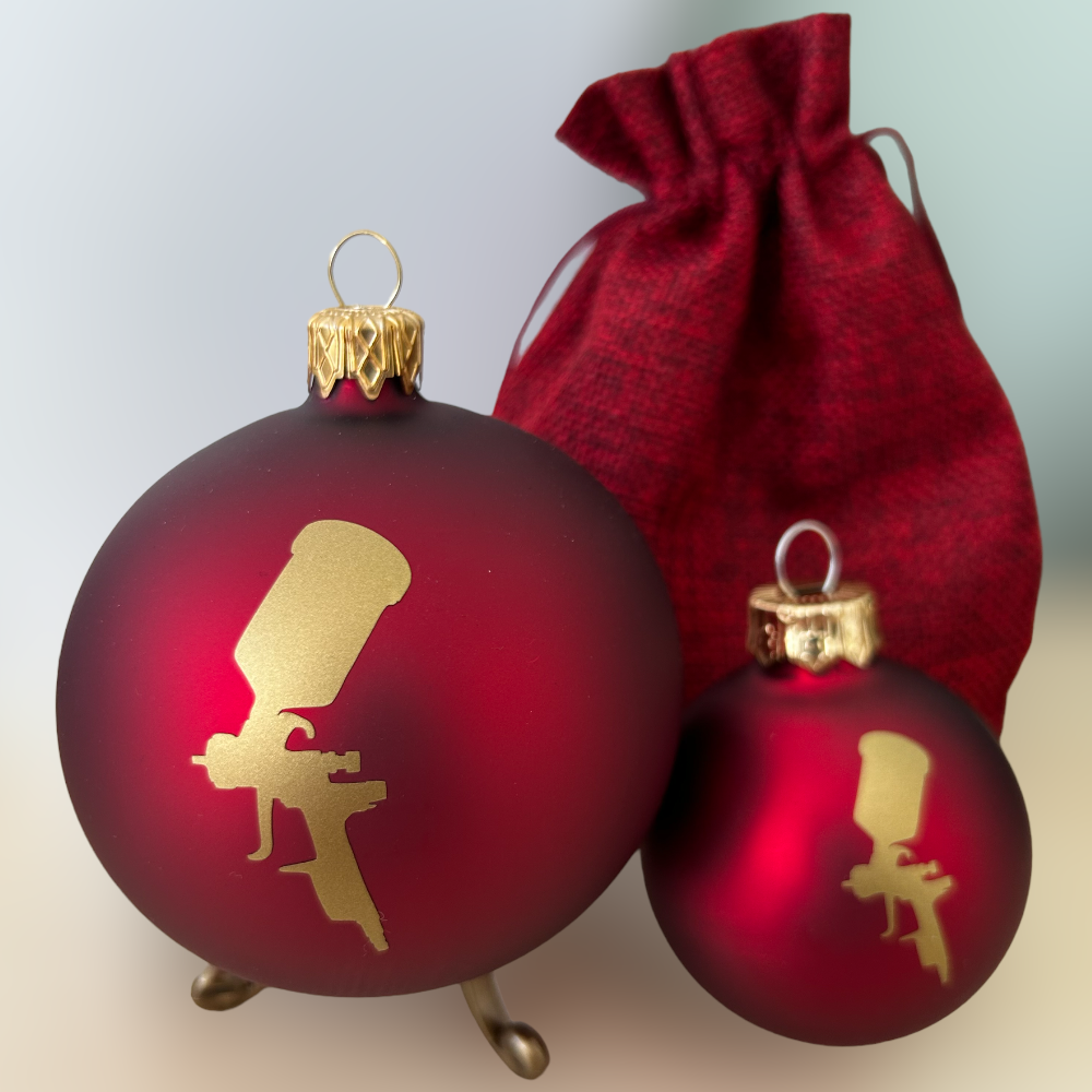 Christbaumkugeln / Weihnachtskugeln Set (8 und 6 cm) Glas mit Ständer